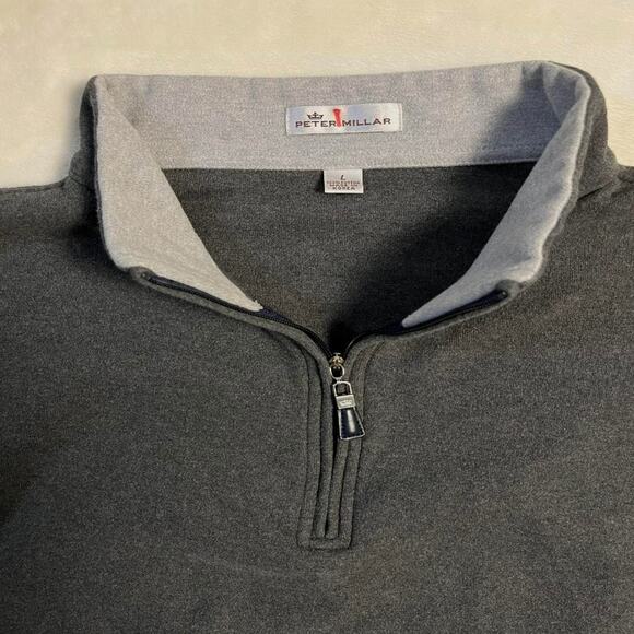 Peter Millar 1/4 Zip Pullover Mens L Gray Soft Cotton Sweater Golf Jumper Lounge - Picture 1 of 8